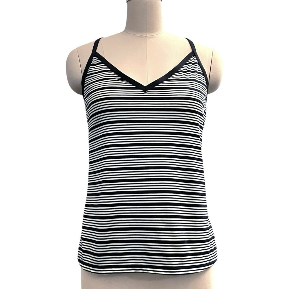 Nautica Women's Navy/ White Dock Lines Striped Tankini Swimwear Top SZ L - Picture 2 of 6